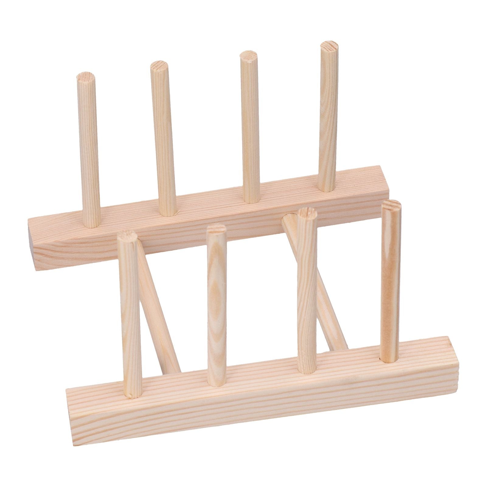 Bamboo Dish Plate Lightweight Portable Environmental Friendly Durable Pine Wood Dish Rack3 Grids 18cm V1294-YM0523-3117210180513