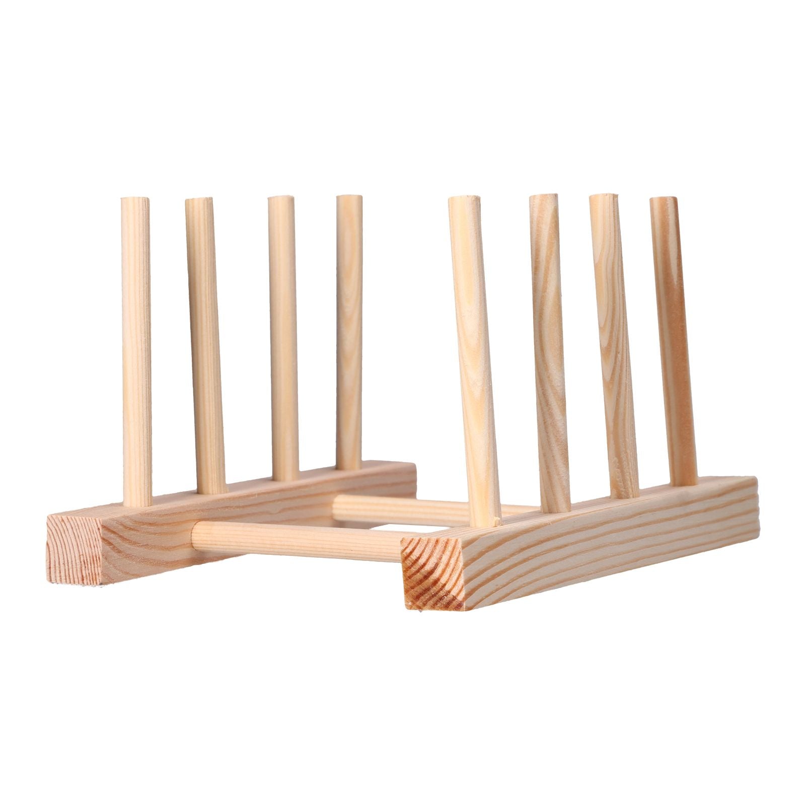 Bamboo Dish Plate Lightweight Portable Environmental Friendly Durable Pine Wood Dish Rack3 Grids 18cm V1294-YM0523-3117210180513