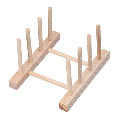Bamboo Dish Plate Lightweight Portable Environmental Friendly Durable Pine Wood Dish Rack3 Grids 18cm V1294-YM0523-3117210180513