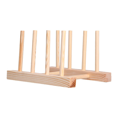Bamboo Dish Plate Lightweight Portable Environmental Friendly Durable Pine Wood Dish Rack3 Grids 18cm V1294-YM0523-3117210180513