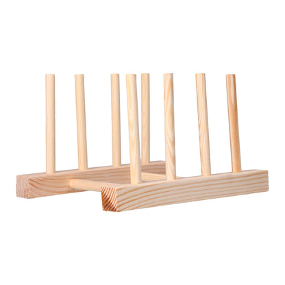Bamboo Dish Plate Lightweight Portable Environmental Friendly Durable Pine Wood Dish Rack3 Grids 18cm V1294-YM0523-3117210180513