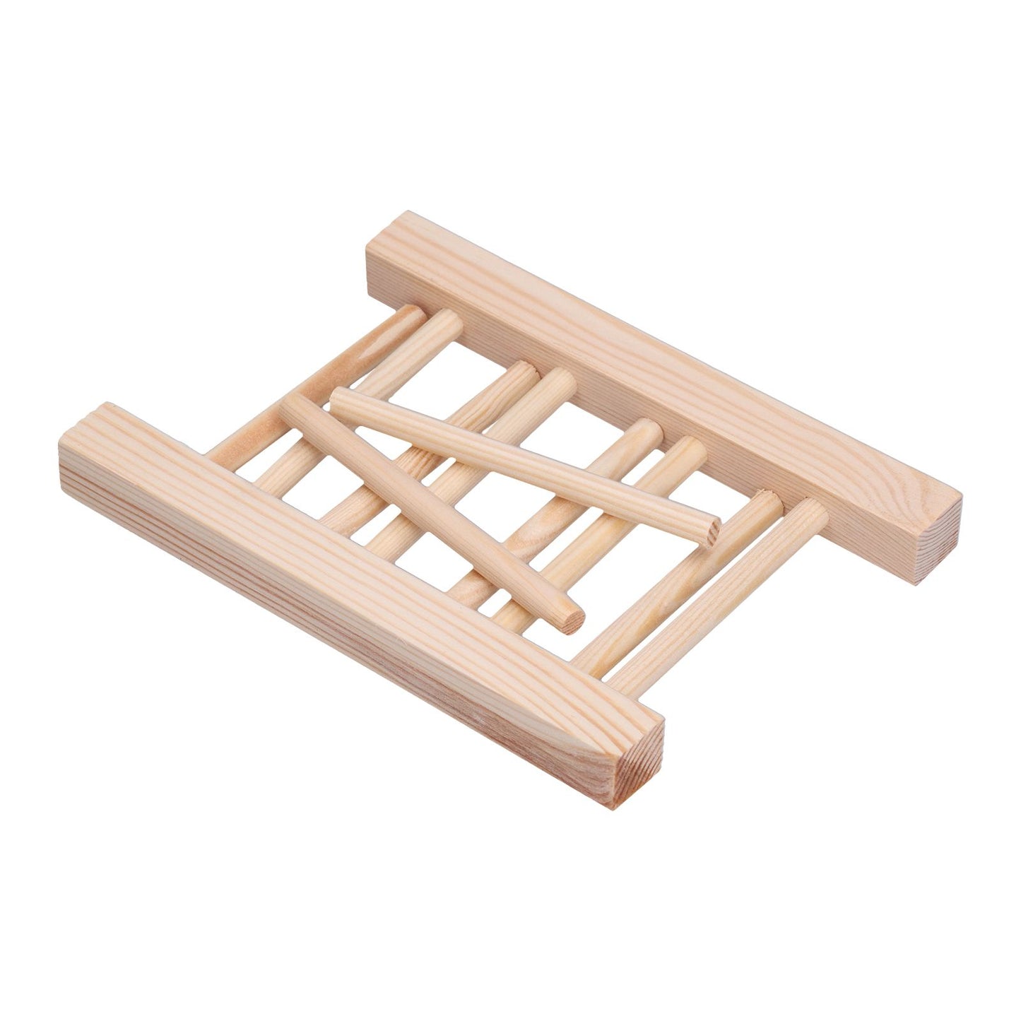 Bamboo Dish Plate Lightweight Portable Environmental Friendly Durable Pine Wood Dish Rack3 Grids 18cm V1294-YM0523-3117210180513