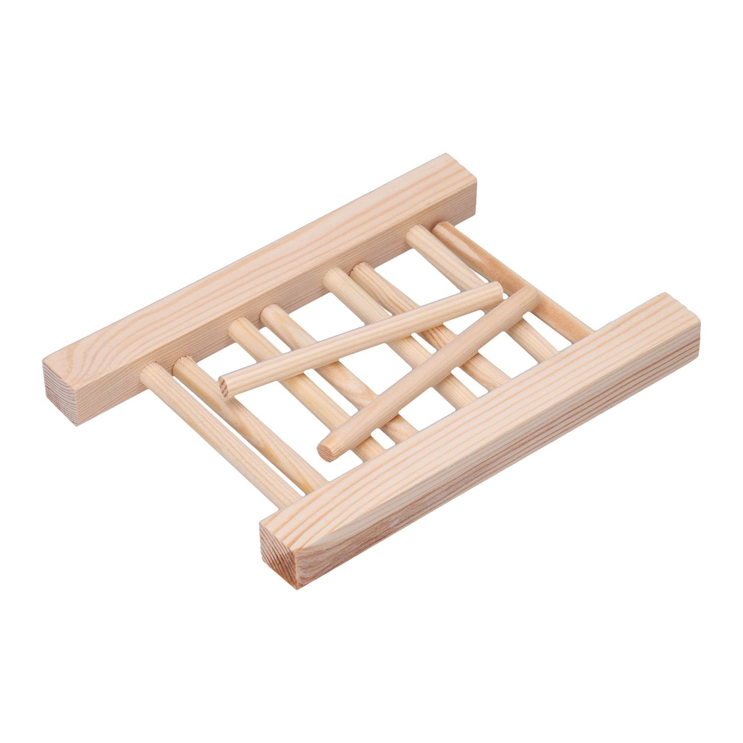 Bamboo Dish Plate Lightweight Portable Environmental Friendly Durable Pine Wood Dish Rack3 Grids 18cm V1294-YM0523-3117210180513