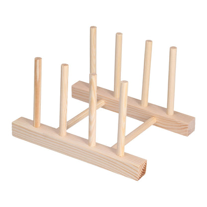 Bamboo Dish Plate Lightweight Portable Environmental Friendly Durable Pine Wood Dish Rack3 Grids 18cm V1294-YM0523-3117210180513