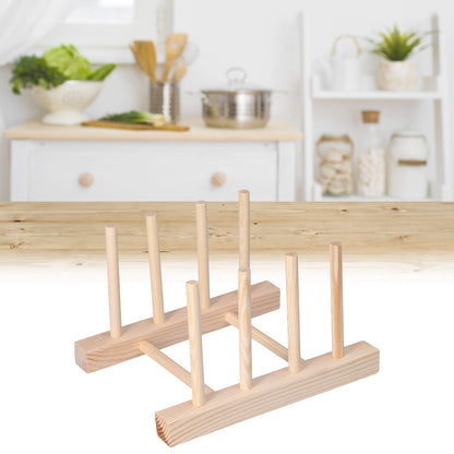 Bamboo Dish Plate Lightweight Portable Environmental Friendly Durable Pine Wood Dish Rack3 Grids 18cm V1294-YM0523-3117210180513