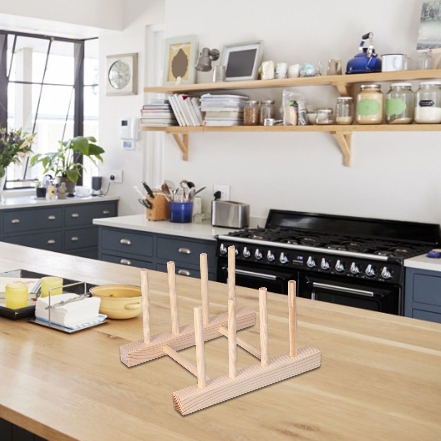 Bamboo Dish Plate Lightweight Portable Environmental Friendly Durable Pine Wood Dish Rack3 Grids 18cm V1294-YM0523-3117210180513