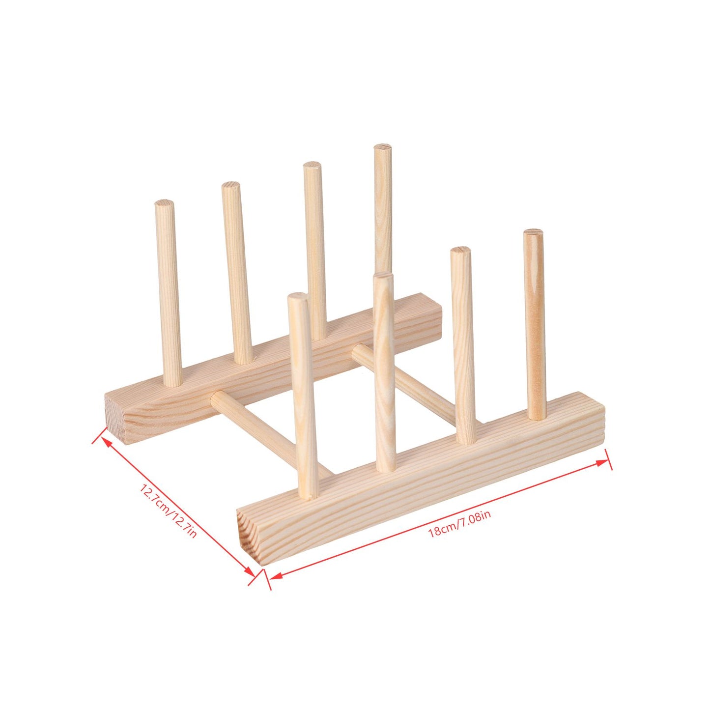 Bamboo Dish Plate Lightweight Portable Environmental Friendly Durable Pine Wood Dish Rack3 Grids 18cm V1294-YM0523-3117210180513