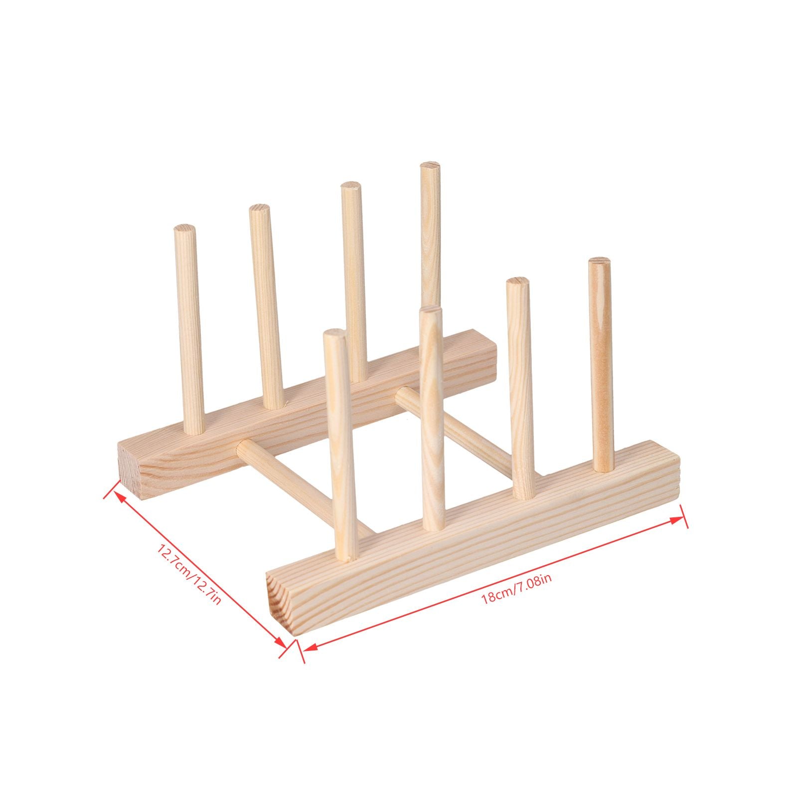 Bamboo Dish Plate Lightweight Portable Environmental Friendly Durable Pine Wood Dish Rack3 Grids 18cm V1294-YM0523-3117210180513