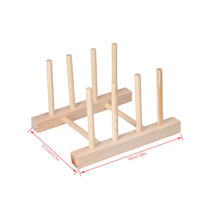 Bamboo Dish Plate Lightweight Portable Environmental Friendly Durable Pine Wood Dish Rack3 Grids 18cm V1294-YM0523-3117210180513