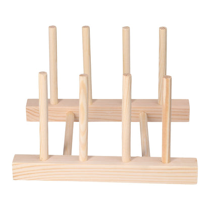 Bamboo Dish Plate Lightweight Portable Environmental Friendly Durable Pine Wood Dish Rack3 Grids 18cm V1294-YM0523-3117210180513