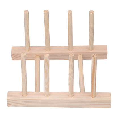 Bamboo Dish Plate Lightweight Portable Environmental Friendly Durable Pine Wood Dish Rack3 Grids 18cm V1294-YM0523-3117210180513