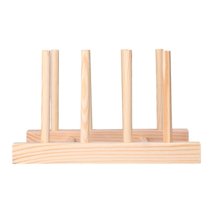 Bamboo Dish Plate Lightweight Portable Environmental Friendly Durable Pine Wood Dish Rack3 Grids 18cm V1294-YM0523-3117210180513