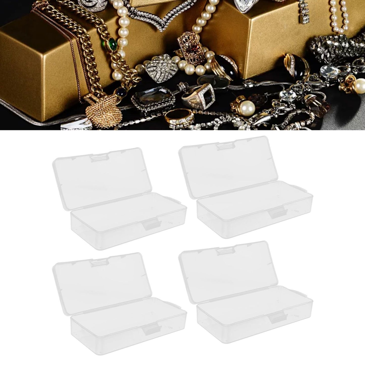 Transparent Storage Box Clear Plastic Container with Hinged Cover for Small ObjectsCrafts Beads Jewelry V1294-YM0523-3117210182811
