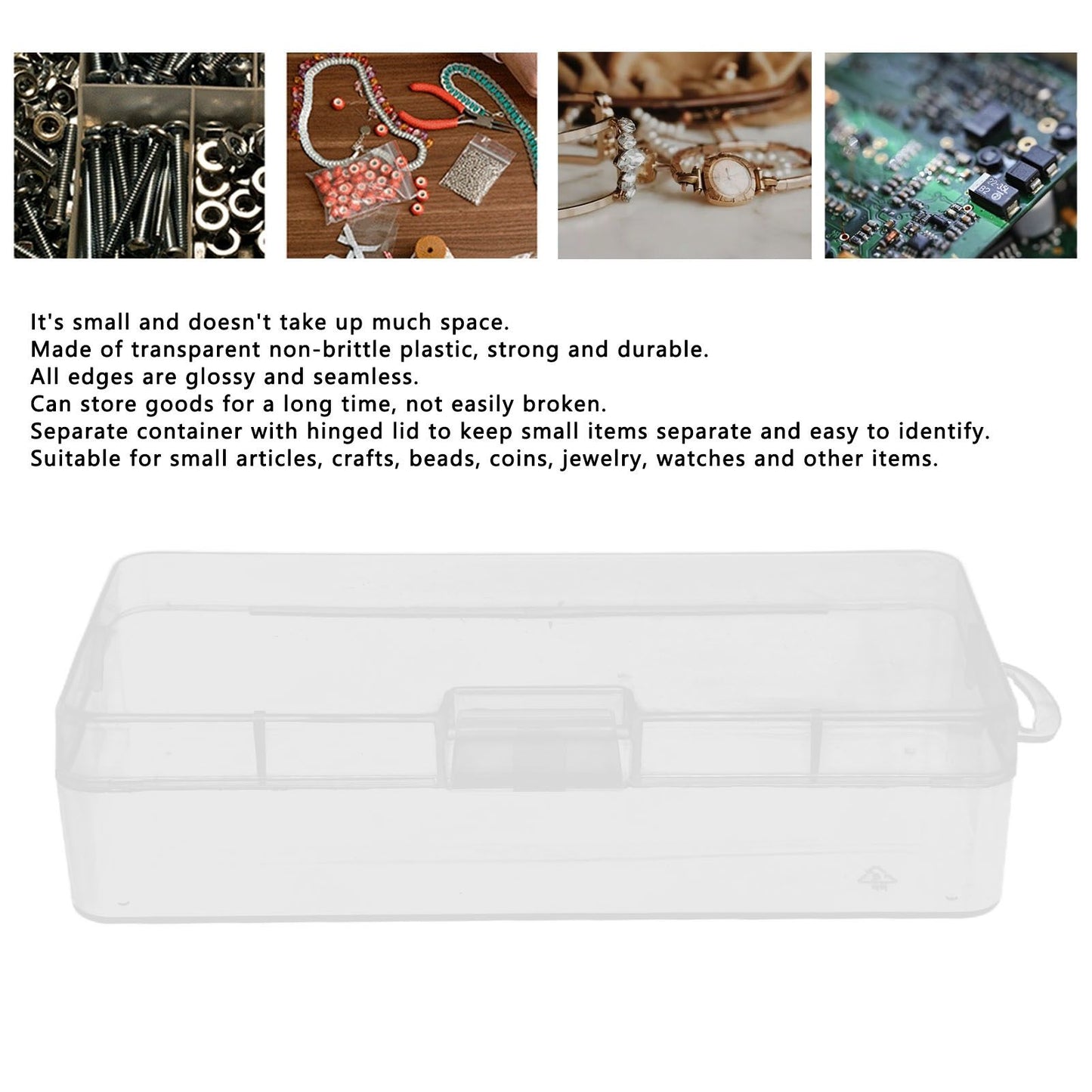 Transparent Storage Box Clear Plastic Container with Hinged Cover for Small ObjectsCrafts Beads Jewelry V1294-YM0523-3117210182811