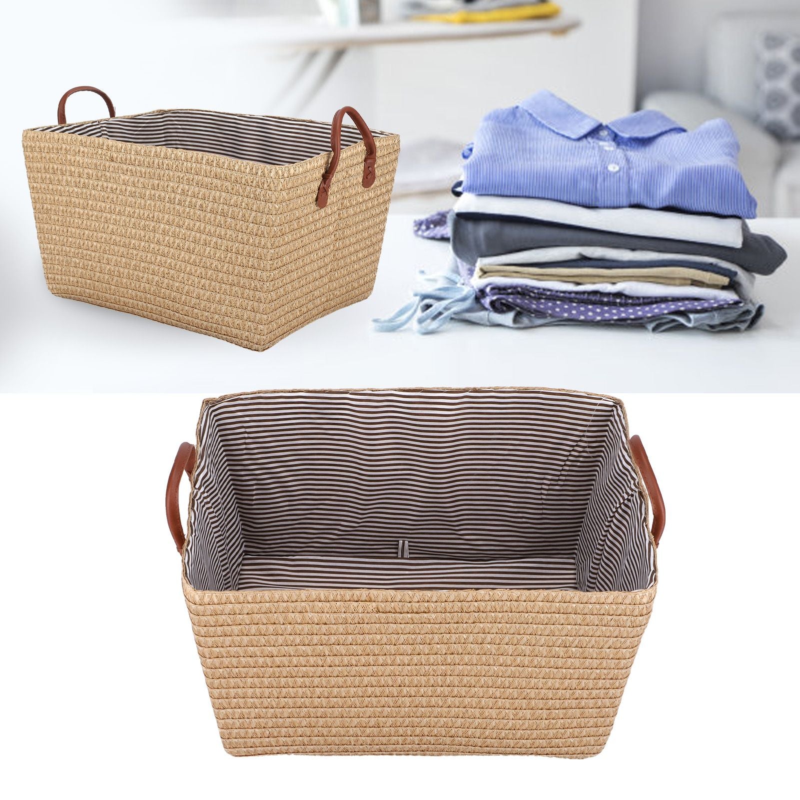 Large Collapsible Storage Basket Foldable Storage Bin for Toys Books Bedroom ClosetPale Yellow V1294-YM0523-3117210186511