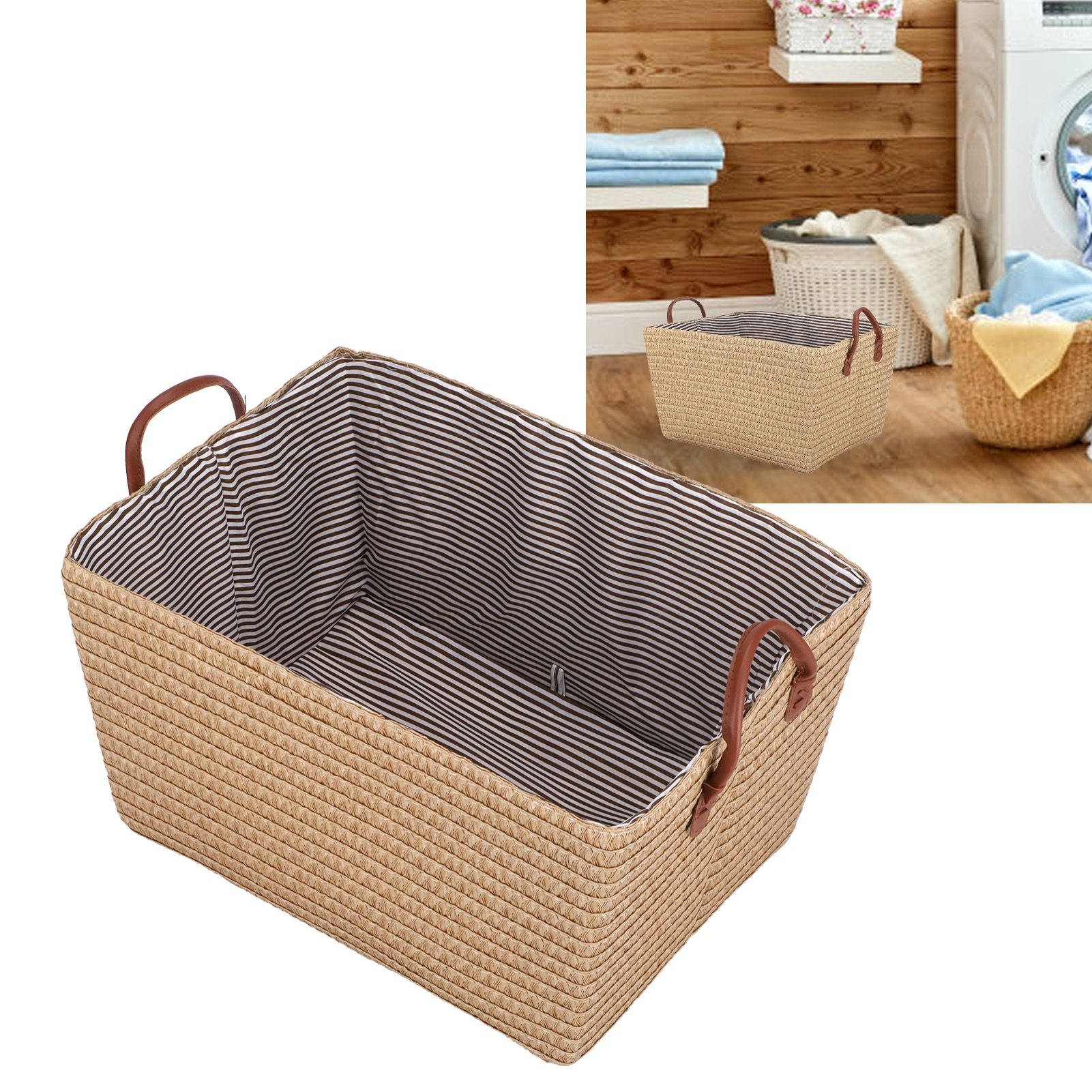 Large Collapsible Storage Basket Foldable Storage Bin for Toys Books Bedroom ClosetPale Yellow V1294-YM0523-3117210186511