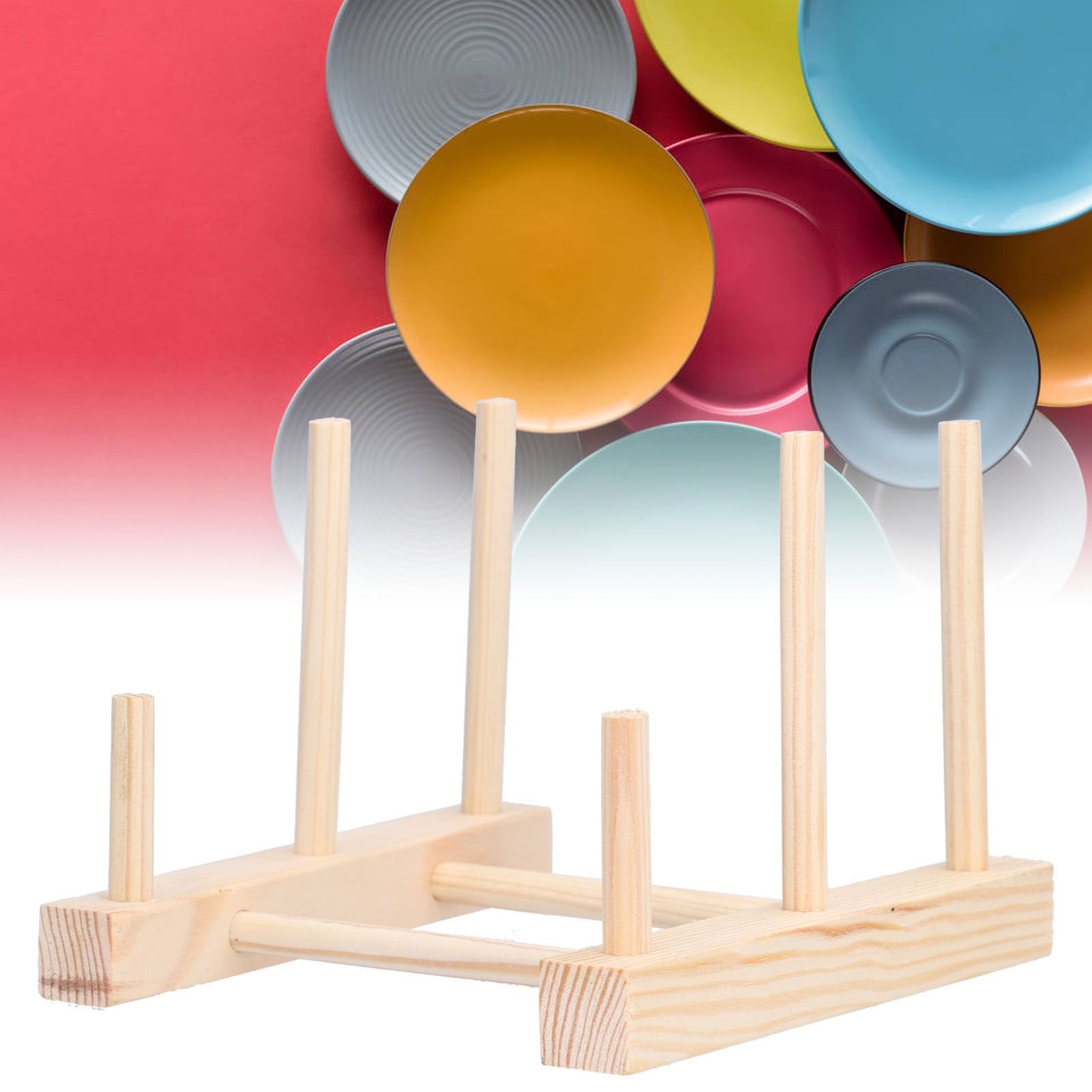 Wooden Dish Plate Drain Rack Non Defrmation Dinnerware Storage Organizer for Dish Plate Bowl Cup Pot Lid V1294-YM0523-3117210187211