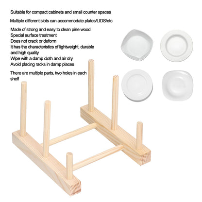 Wooden Dish Plate Drain Rack Non Defrmation Dinnerware Storage Organizer for Dish Plate Bowl Cup Pot Lid V1294-YM0523-3117210187211