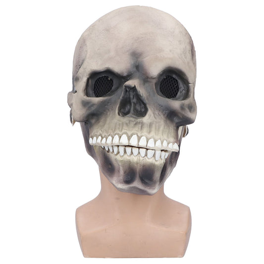 Halloween Scary Skull Mask Adult Full Head Latex Skull Helmet Glowing Eyes with Moving ChinDark Gray V1294-YM0523-3117210187812