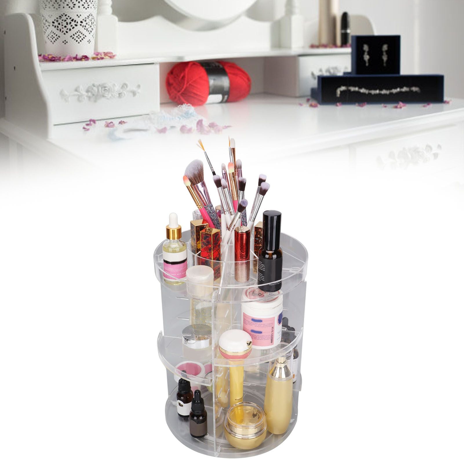 Makeup Organizer 360 Degree Rotation Cosmetic Storage Box Large Capacity Acrylic Jewelry Storage Rack V1294-YM0523-3117210193811