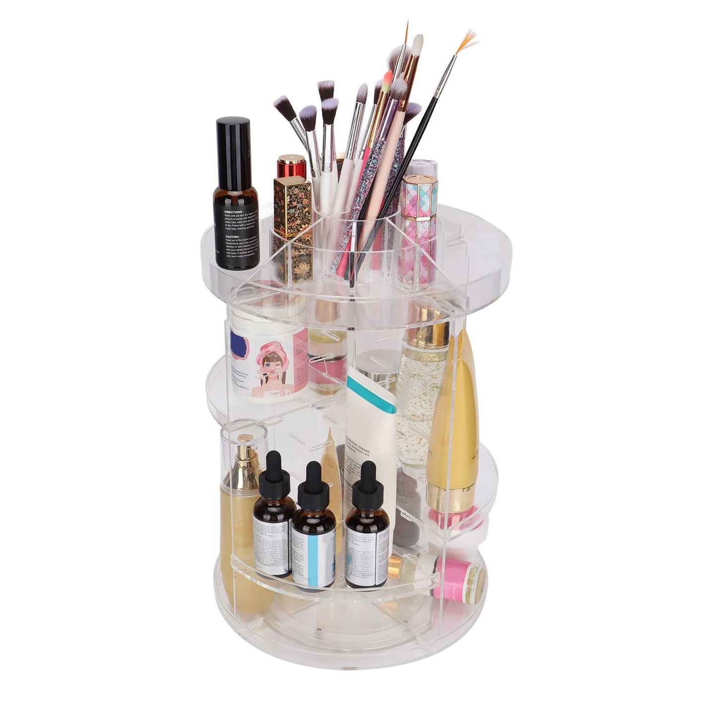 Makeup Organizer 360 Degree Rotation Cosmetic Storage Box Large Capacity Acrylic Jewelry Storage Rack V1294-YM0523-3117210193811