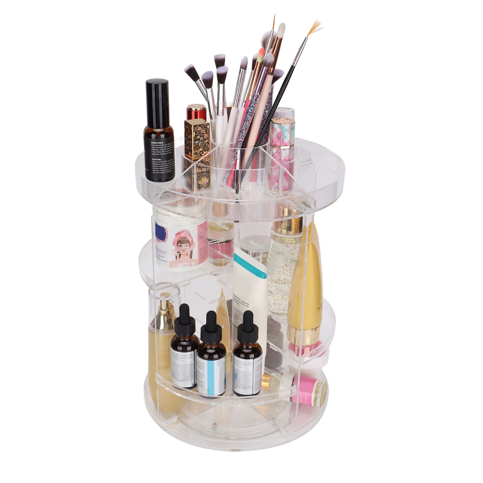 Makeup Organizer 360 Degree Rotation Cosmetic Storage Box Large Capacity Acrylic Jewelry Storage Rack V1294-YM0523-3117210193811