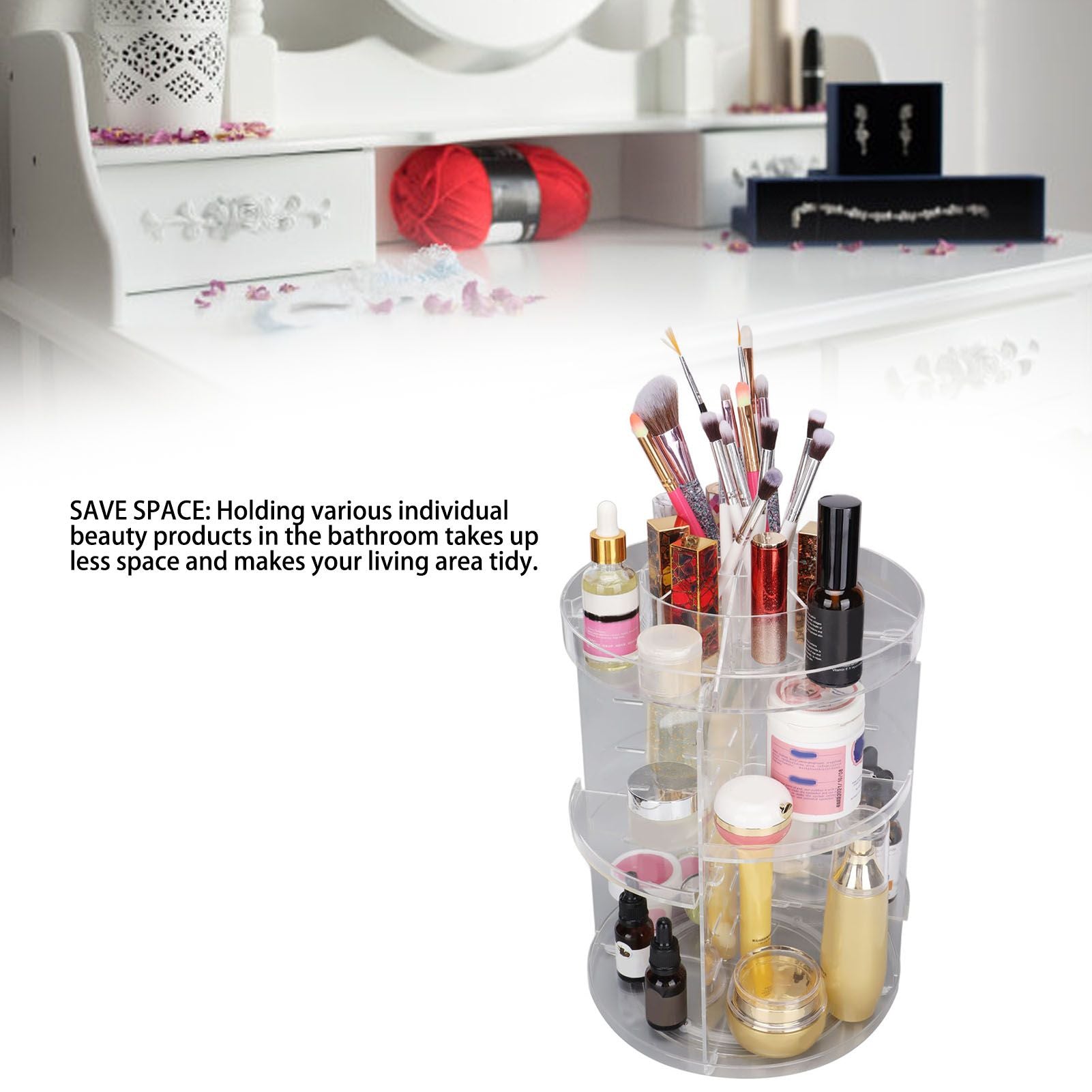 Makeup Organizer 360 Degree Rotation Cosmetic Storage Box Large Capacity Acrylic Jewelry Storage Rack V1294-YM0523-3117210193811
