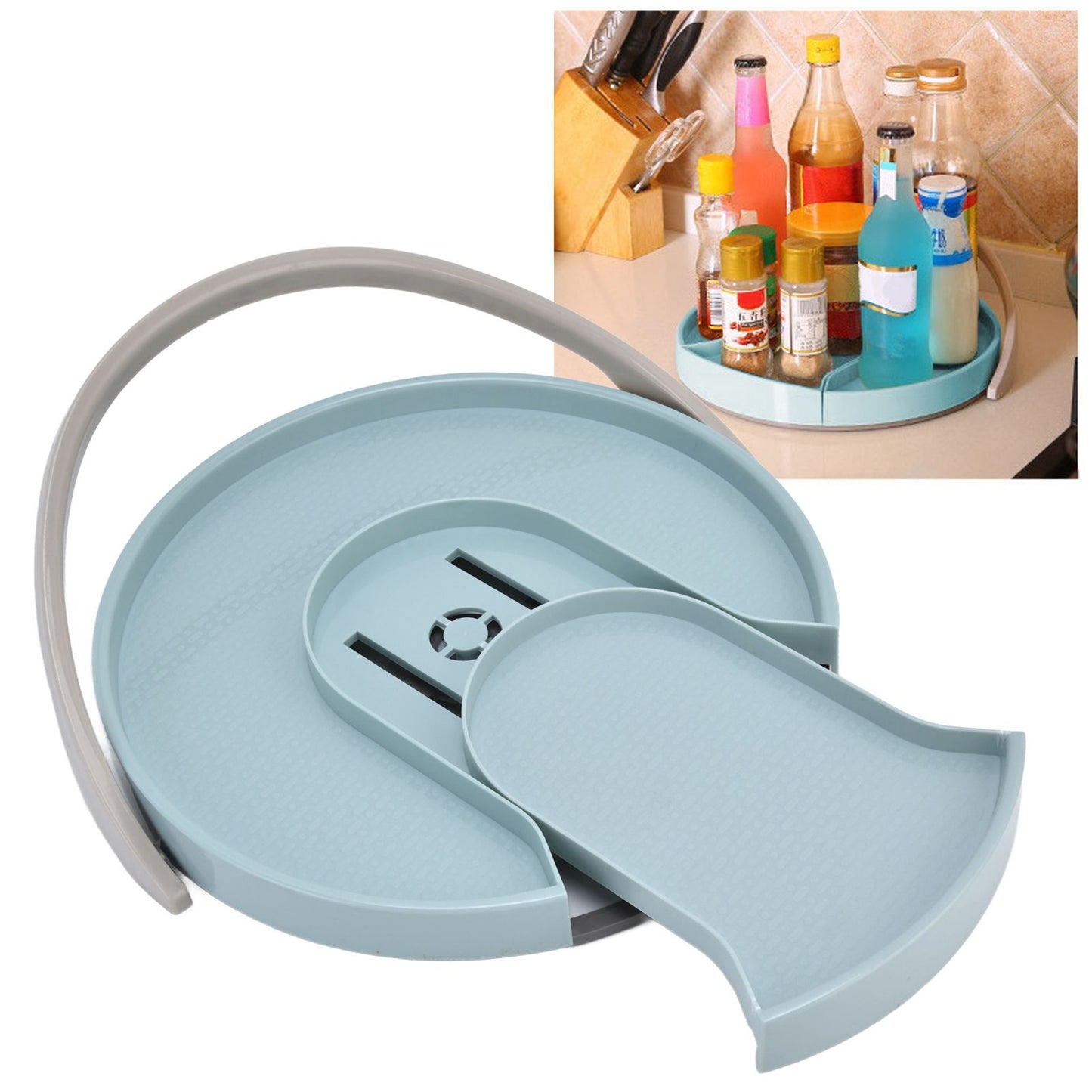 Kitchen Storage Turntable Non Skid Kitchen Spice Beverage Pull Out Organizer Rack for Kitchen Cabinets V1294-YM0523-3117210195612