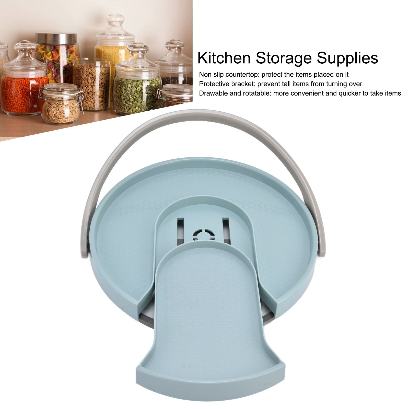 Kitchen Storage Turntable Non Skid Kitchen Spice Beverage Pull Out Organizer Rack for Kitchen Cabinets V1294-YM0523-3117210195612