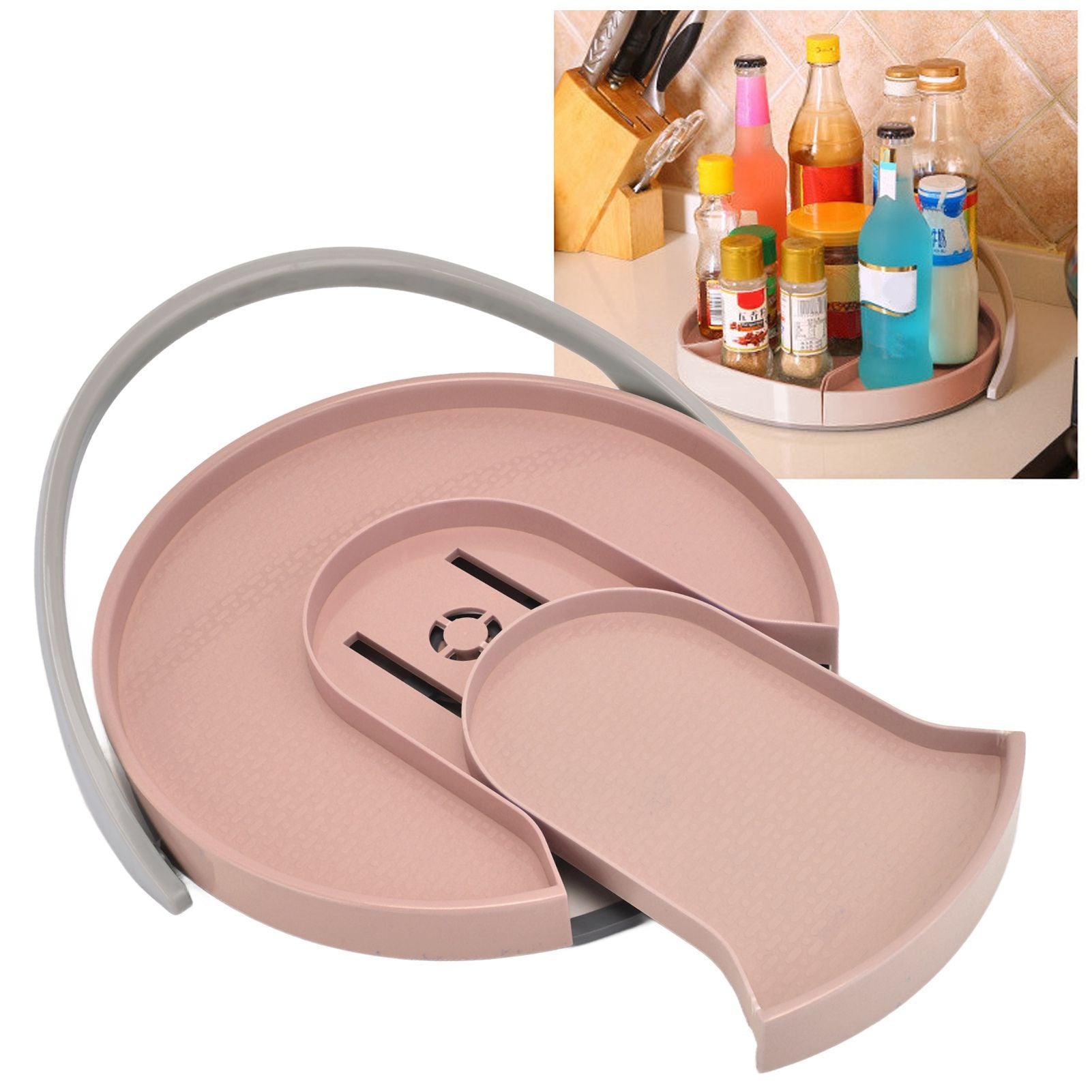 Kitchen Storage Turntable Non Skid Kitchen Spice Beverage Pull Out Organizer Rack for Kitchen Cabinets V1294-YM0523-3117210195614
