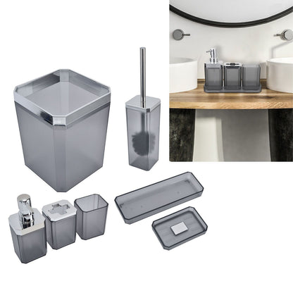 7Pcs/Set Plastic Bathroom Accessory Grey Toothbrush Holder Soap Tray Kit for Home Hotel V1294-YM0523-3117210196311