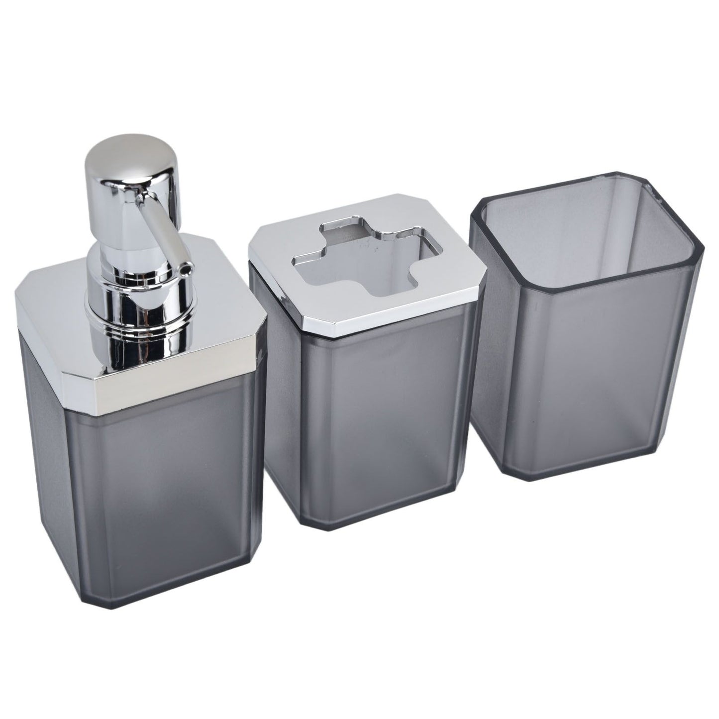 7Pcs/Set Plastic Bathroom Accessory Grey Toothbrush Holder Soap Tray Kit for Home Hotel V1294-YM0523-3117210196311