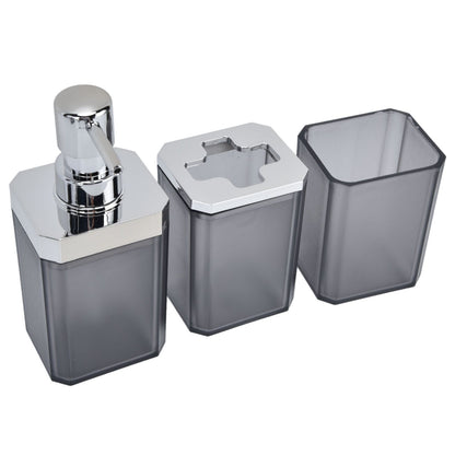 7Pcs/Set Plastic Bathroom Accessory Grey Toothbrush Holder Soap Tray Kit for Home Hotel V1294-YM0523-3117210196311