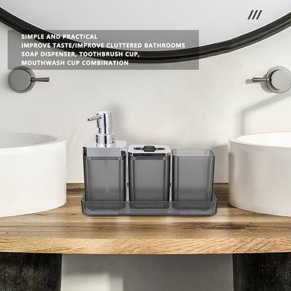 7Pcs/Set Plastic Bathroom Accessory Grey Toothbrush Holder Soap Tray Kit for Home Hotel V1294-YM0523-3117210196311