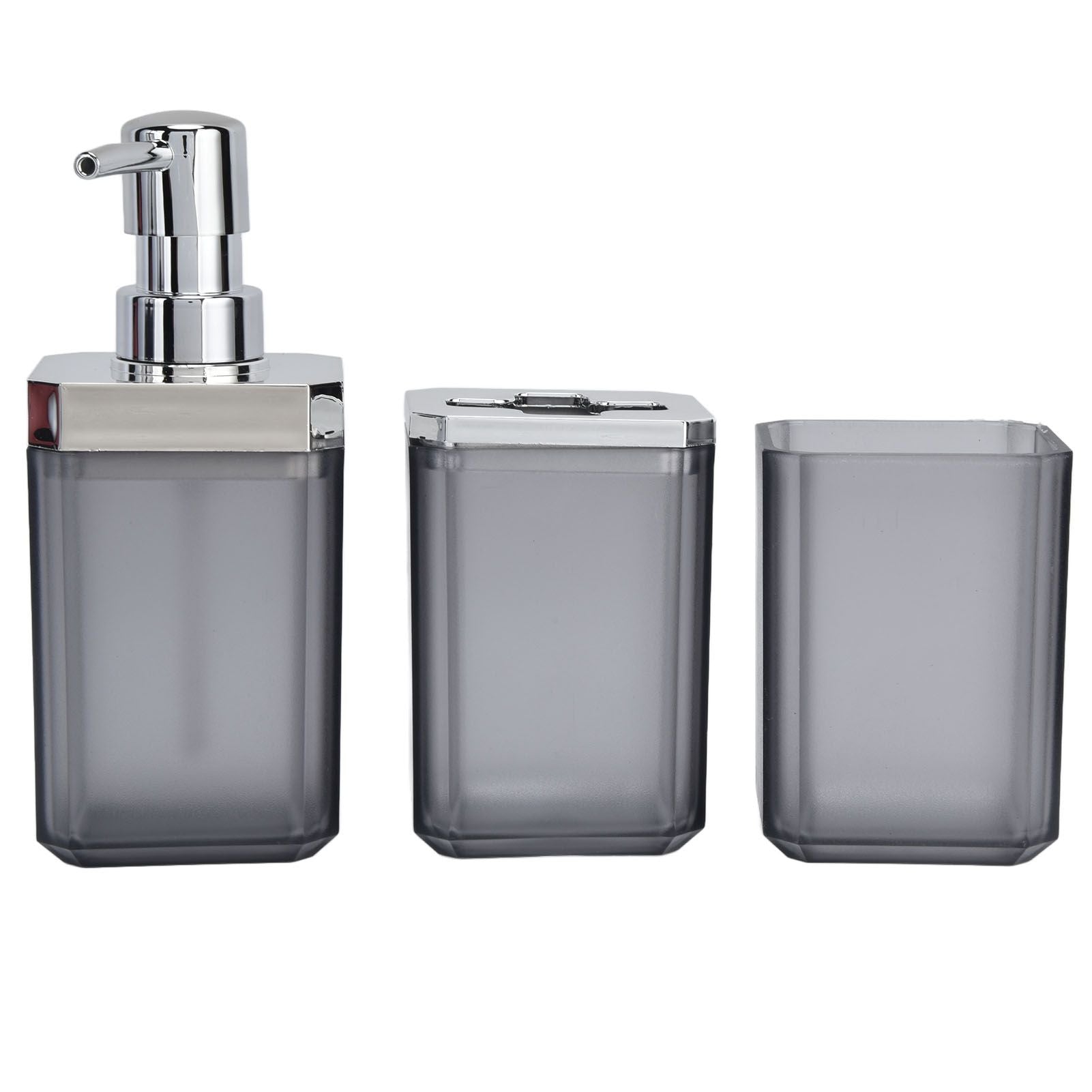 7Pcs/Set Plastic Bathroom Accessory Grey Toothbrush Holder Soap Tray Kit for Home Hotel V1294-YM0523-3117210196311