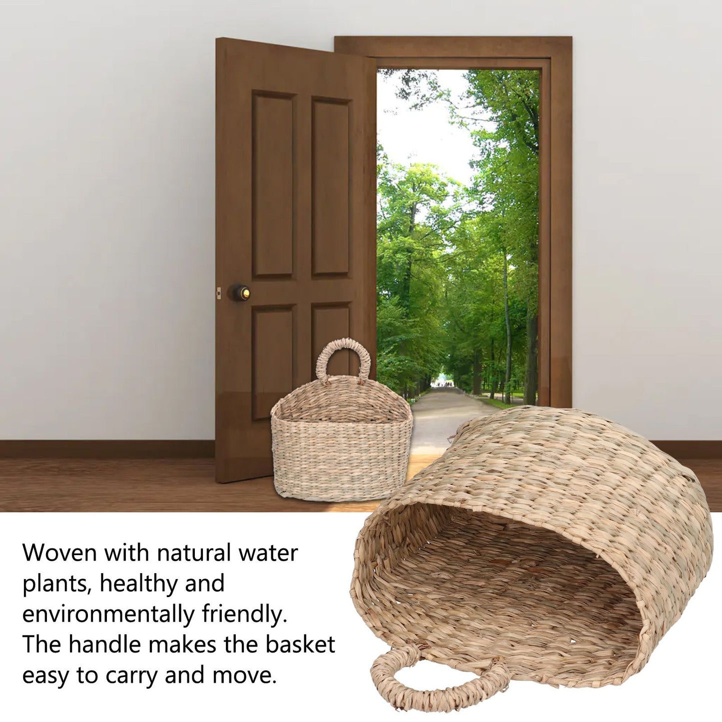 Hanging Basket Seagrass Woven Wall Hanging Storage Basket Organizer for Home Garden Decoration V1294-YM0523-3117210196511