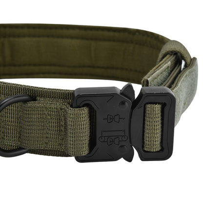 Traction Dog Collar with Buckle Nylon Iron Training Hunting Collar Pet Accessory for OutdoorGreen M V1294-YM0523-3117210197414