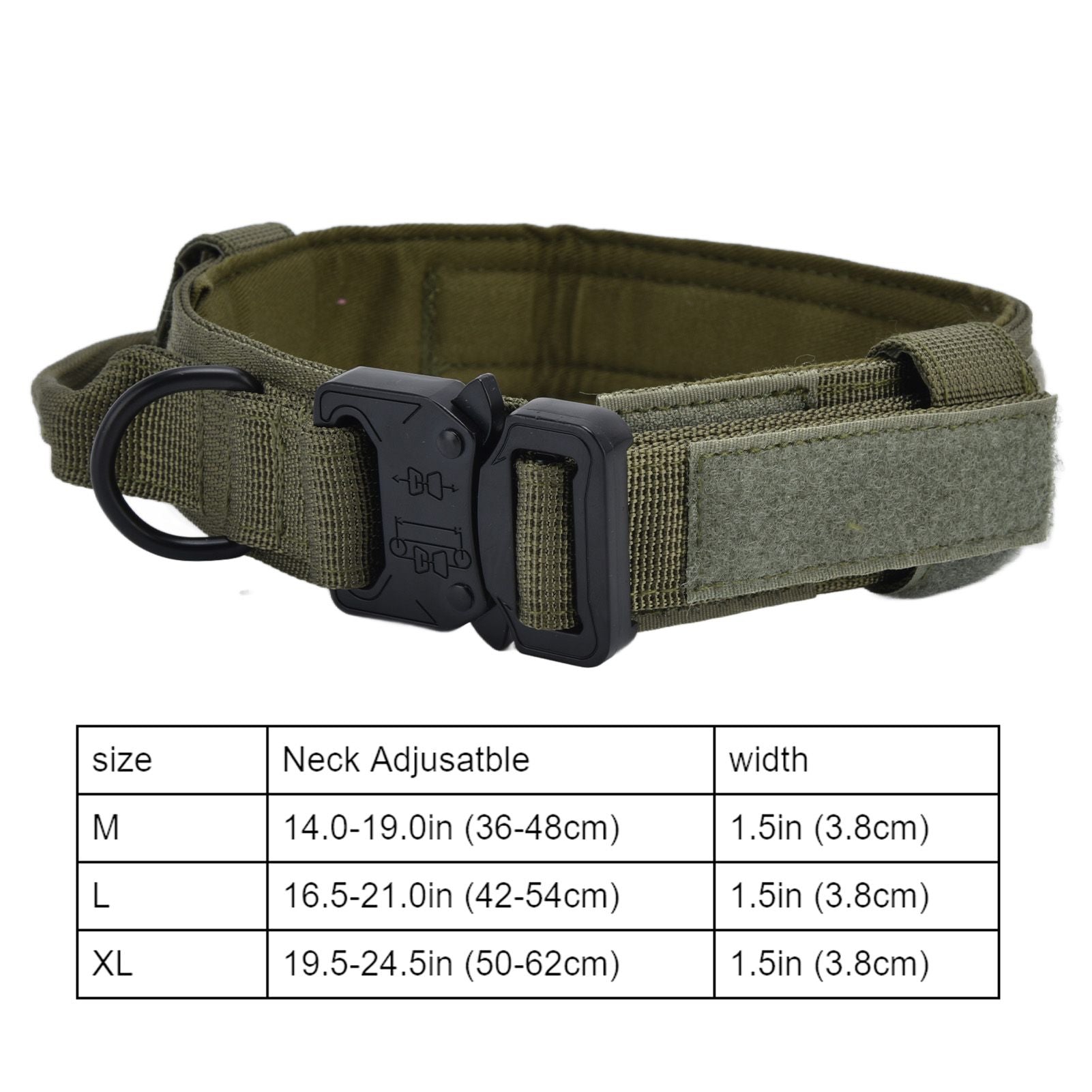 Traction Dog Collar with Buckle Nylon Iron Training Hunting Collar Pet Accessory for OutdoorGreen M V1294-YM0523-3117210197414