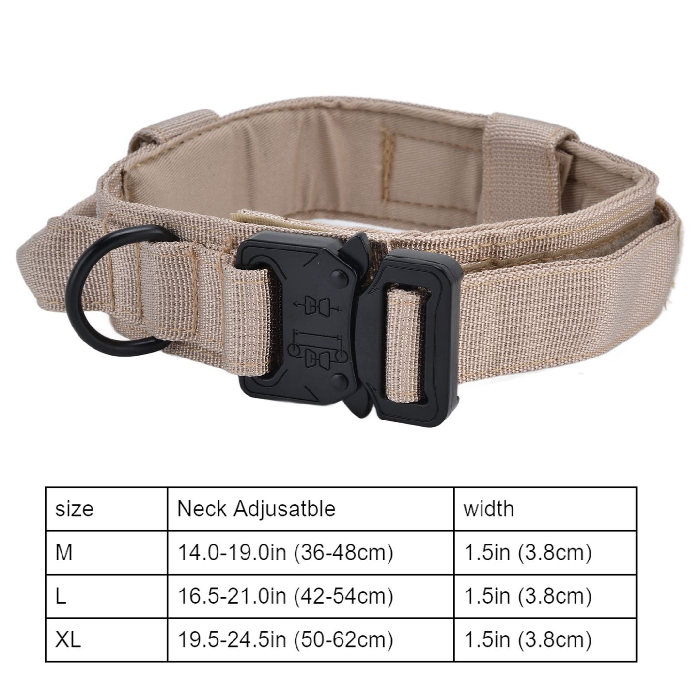 Traction Dog Collar with Buckle Nylon Iron Training Hunting Collar Pet Accessory for OutdoorKhaki XL V1294-YM0523-3117210197419