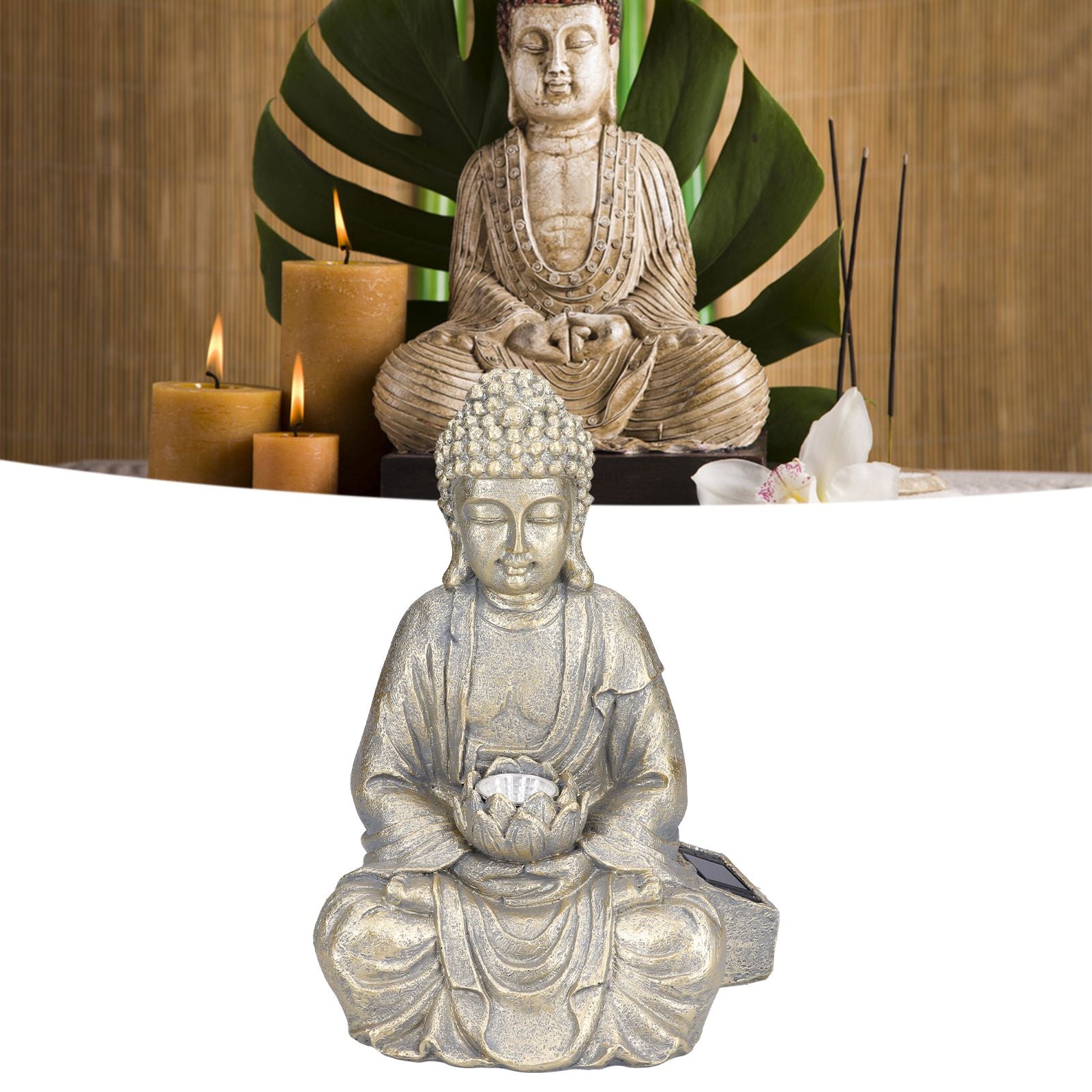 Home Buddha Garden Light Solar Powered Zen Buddha Garden Statue for Yard Garden Patio Deck V1294-YM0523-3117210197611