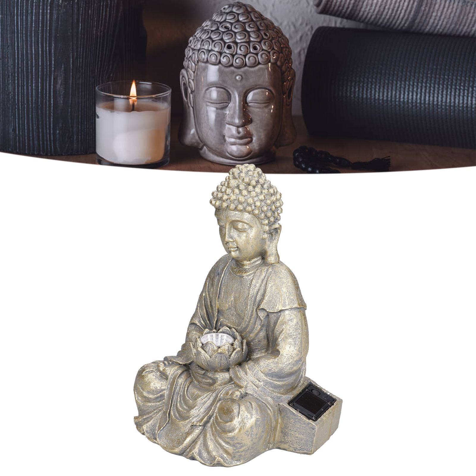 Home Buddha Garden Light Solar Powered Zen Buddha Garden Statue for Yard Garden Patio Deck V1294-YM0523-3117210197611