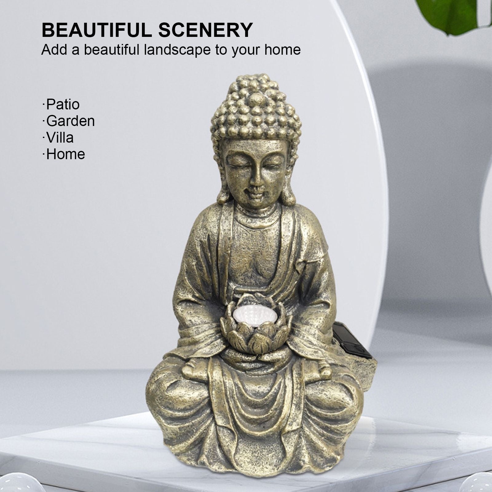 Home Buddha Garden Light Solar Powered Zen Buddha Garden Statue for Yard Garden Patio Deck V1294-YM0523-3117210197611