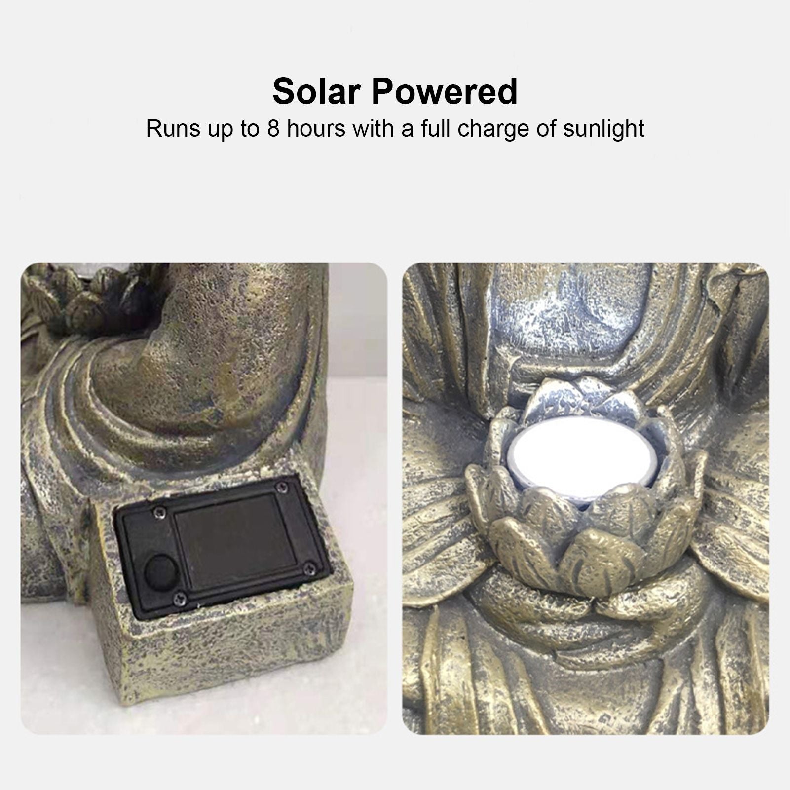 Home Buddha Garden Light Solar Powered Zen Buddha Garden Statue for Yard Garden Patio Deck V1294-YM0523-3117210197611