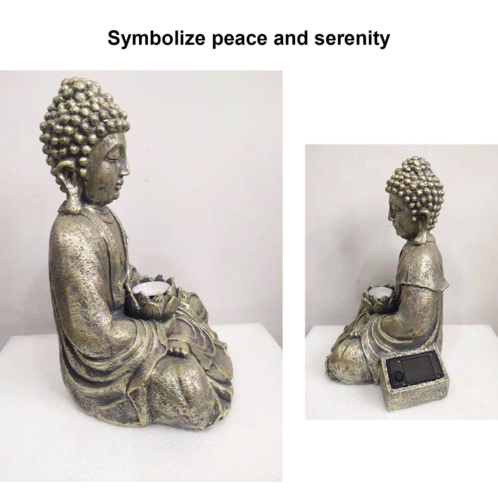 Home Buddha Garden Light Solar Powered Zen Buddha Garden Statue for Yard Garden Patio Deck V1294-YM0523-3117210197611