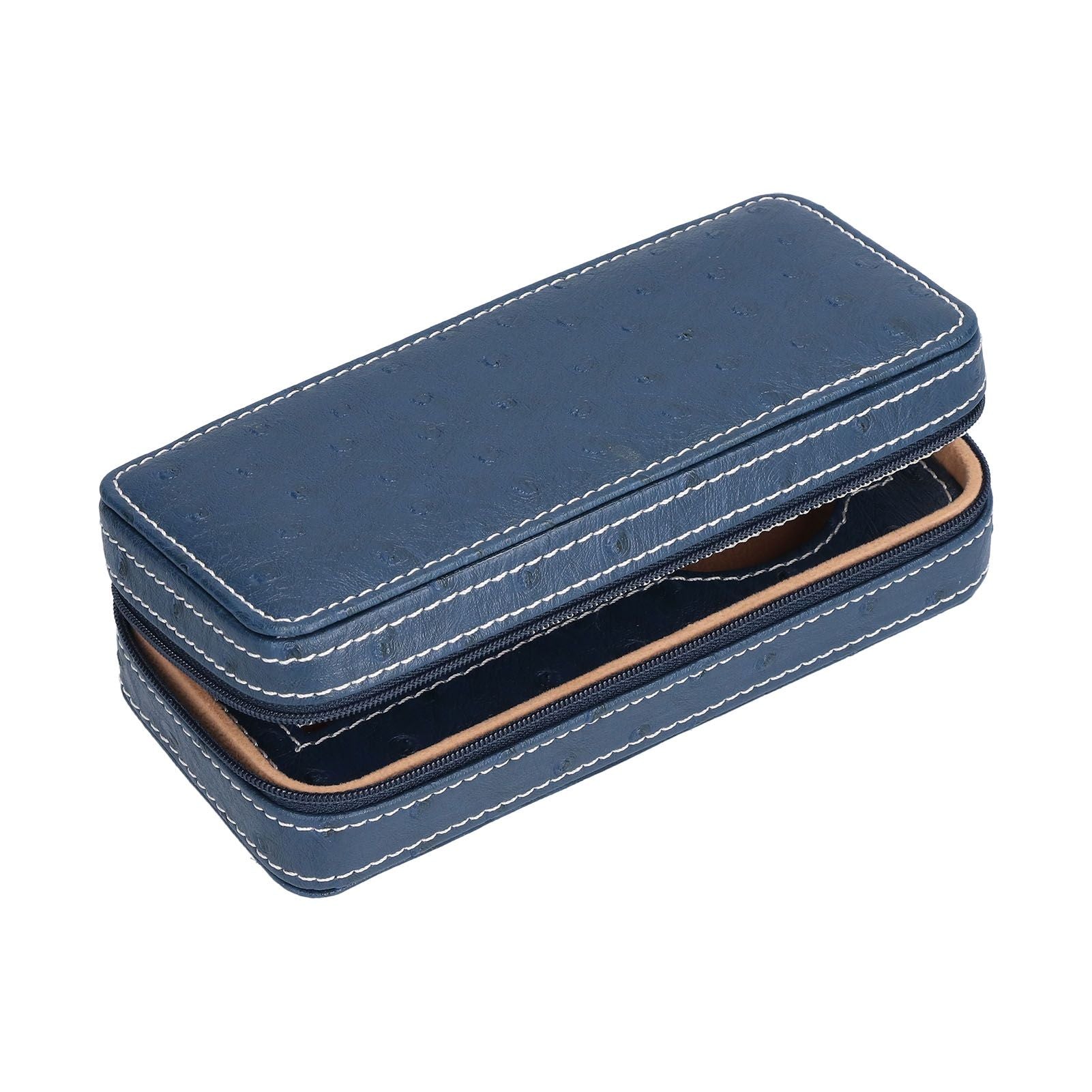 Watch Storage Box Ostrich Pattern Zippered Artificial Leather Watch Bag for Watch Holders Watch Maintenance V1294-YM0523-3117210197811