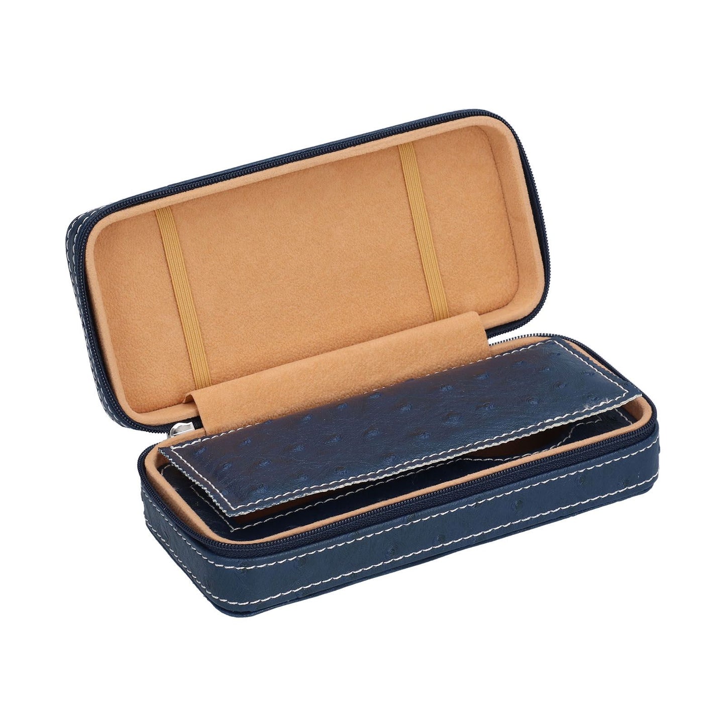Watch Storage Box Ostrich Pattern Zippered Artificial Leather Watch Bag for Watch Holders Watch Maintenance V1294-YM0523-3117210197811
