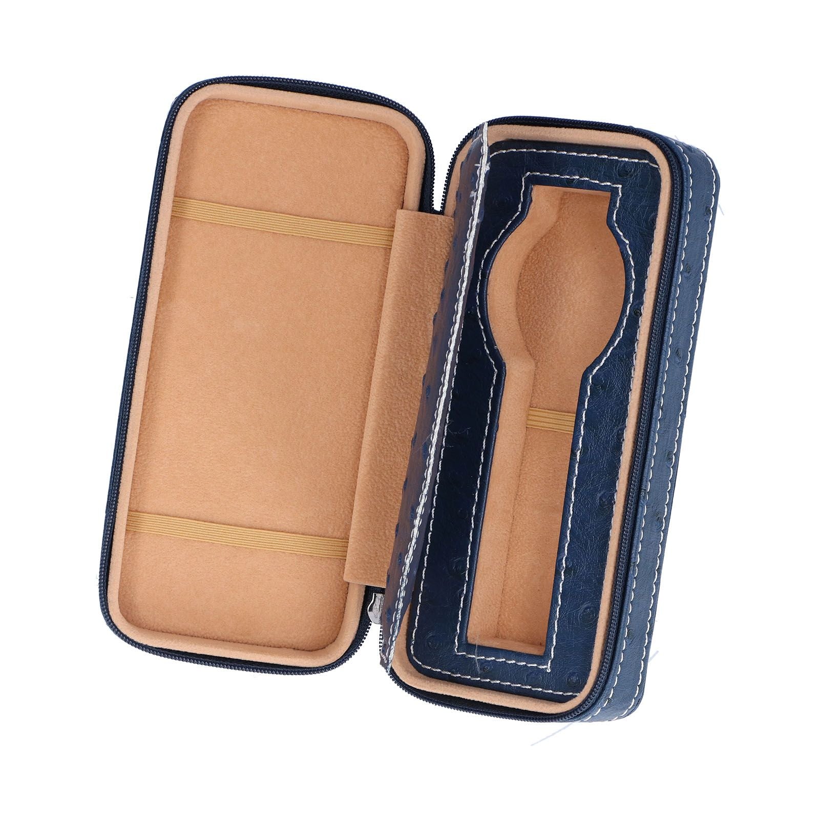 Watch Storage Box Ostrich Pattern Zippered Artificial Leather Watch Bag for Watch Holders Watch Maintenance V1294-YM0523-3117210197811