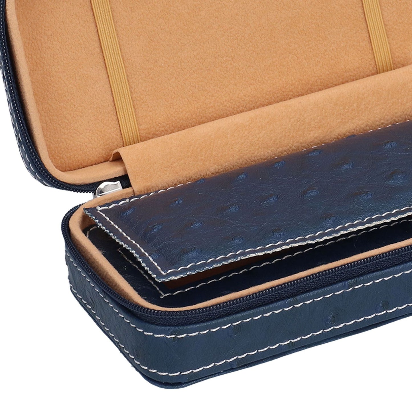 Watch Storage Box Ostrich Pattern Zippered Artificial Leather Watch Bag for Watch Holders Watch Maintenance V1294-YM0523-3117210197811