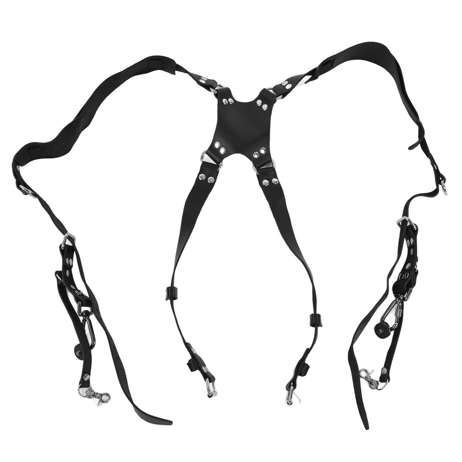 Camera Strap Dual Shoulder PU Leather Harness with D Rings Outdoor Photography Accessories V1294-YM0523-3117210198511