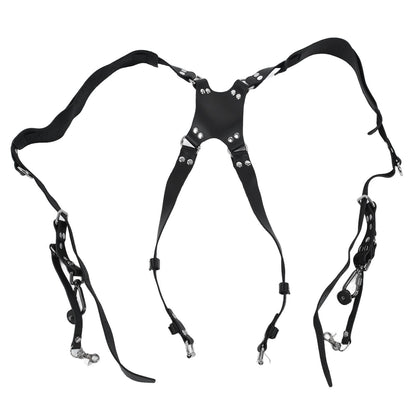Camera Strap Dual Shoulder PU Leather Harness with D Rings Outdoor Photography Accessories V1294-YM0523-3117210198511
